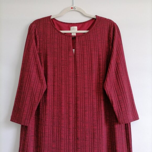 NWT Chico's Cranberry Spice Red Heathered Ribbed Striped Short Dress Size 2 US L - Picture 2 of 7